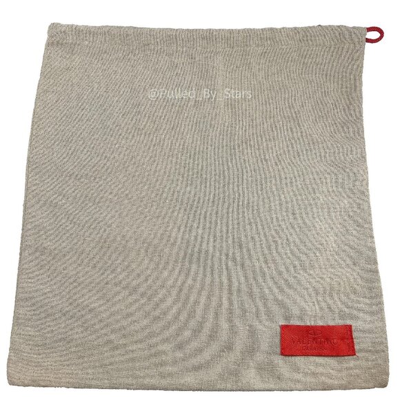 VALENTINO GARAVANI Beige Drawstring Dust Bag with Red Label 12" W x 12.5" L NWOT - Picture 1 of 9